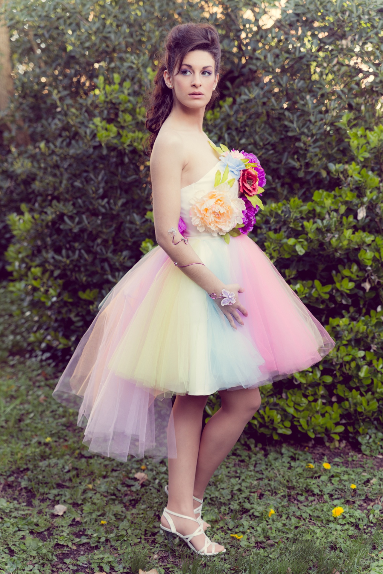 Robe tulle pastel et fleurs