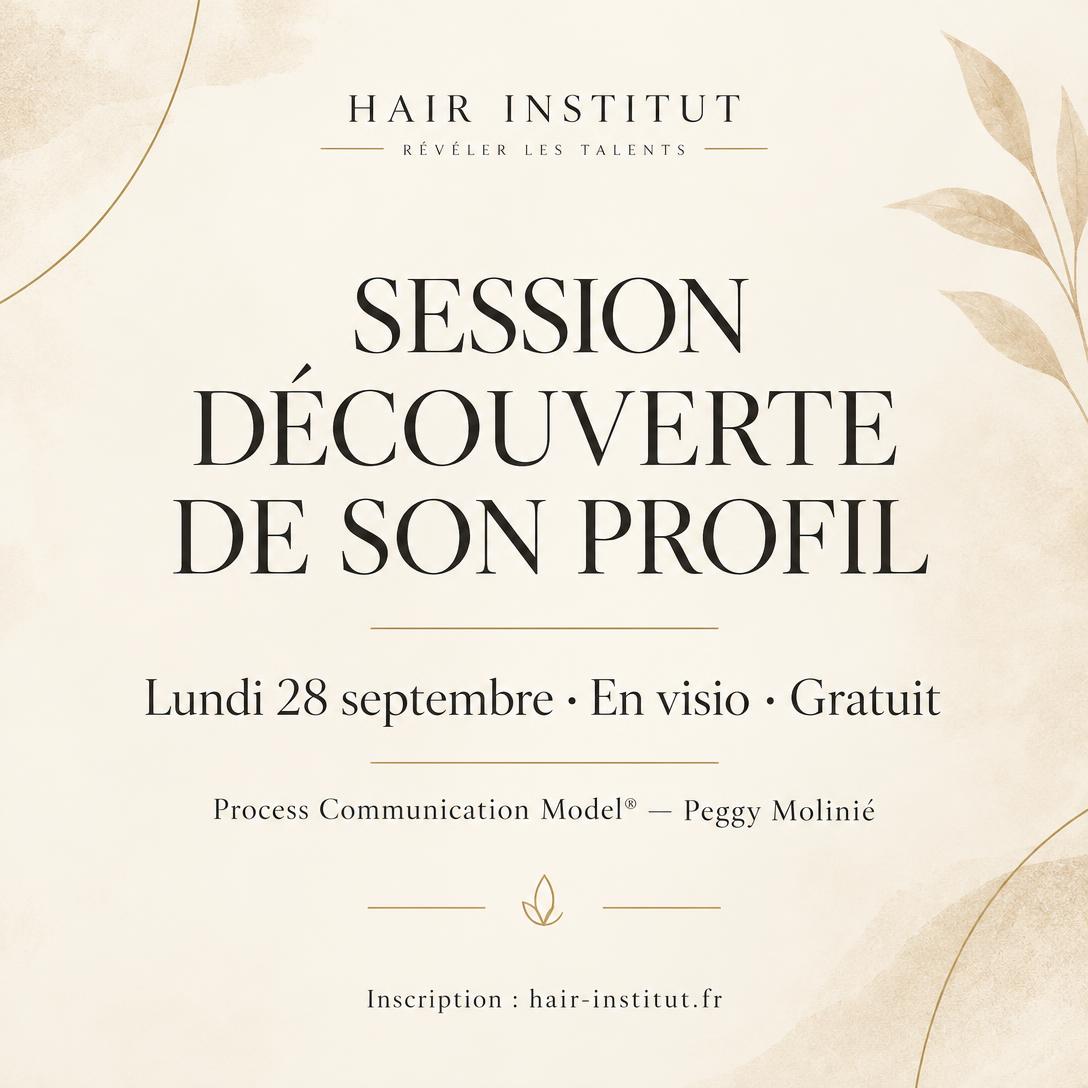 Affiche : session découverte de son profil, lundi 28 septembre, en visio, gratuit — Peggy Molinié